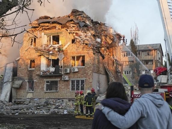Un edificio colpito