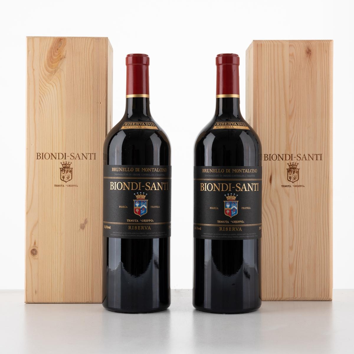 Riserve Biondi Santi in formato magnum (lotti 45 - 46, stima 1.000 - 1.800 euro).