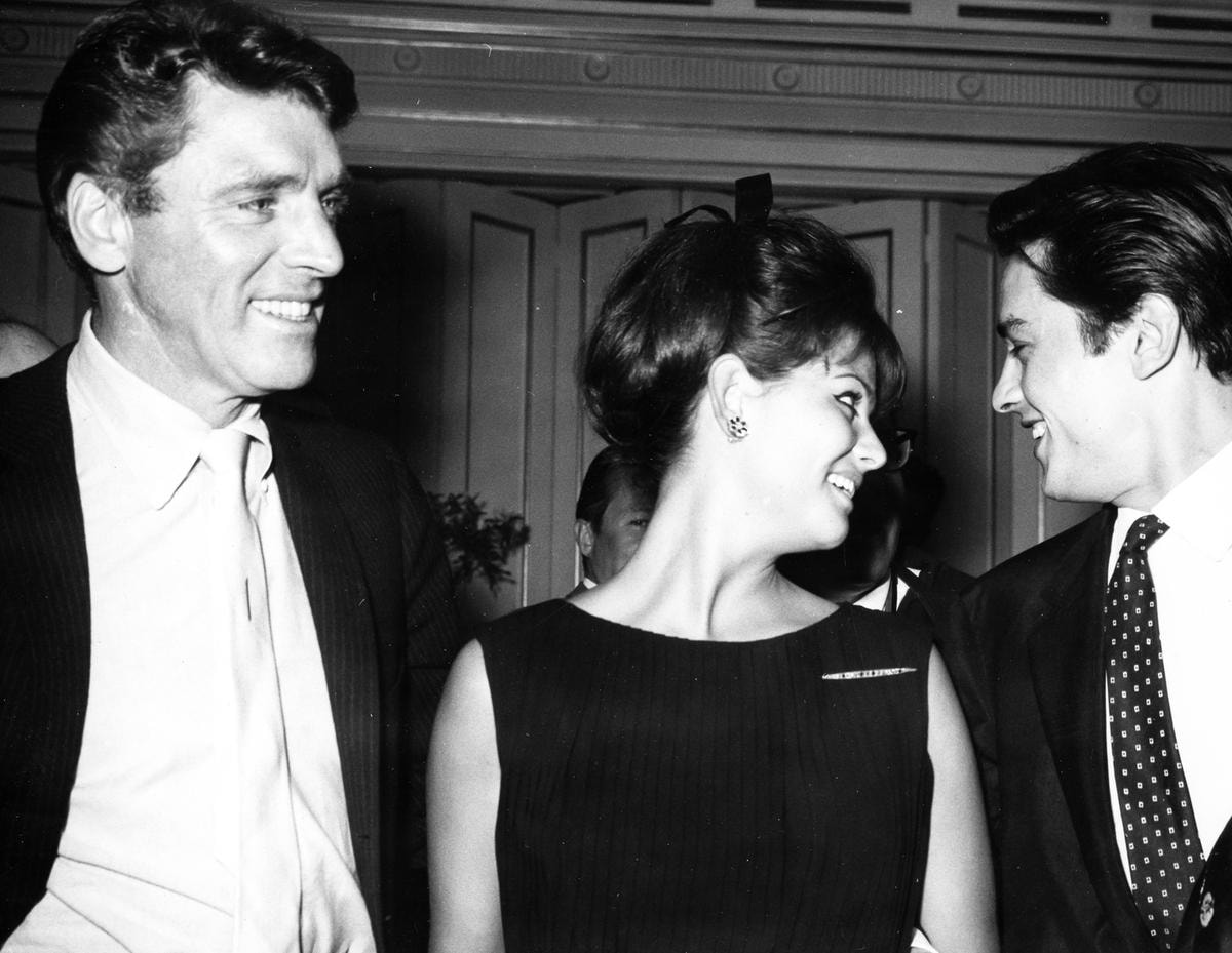 Burt Lancaster, Claudia Cardinale, Alain Delon a Roma nel 1962.