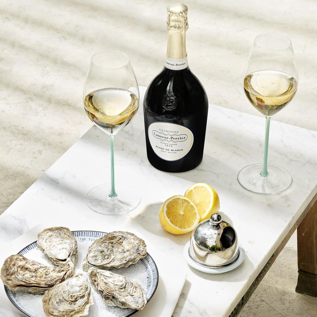 Laurent-Perrier Blanc de Blancs in abbinamento alle ostriche.