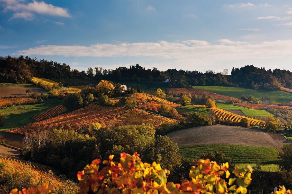 La vista sulle colline delle Langhe in autunno.