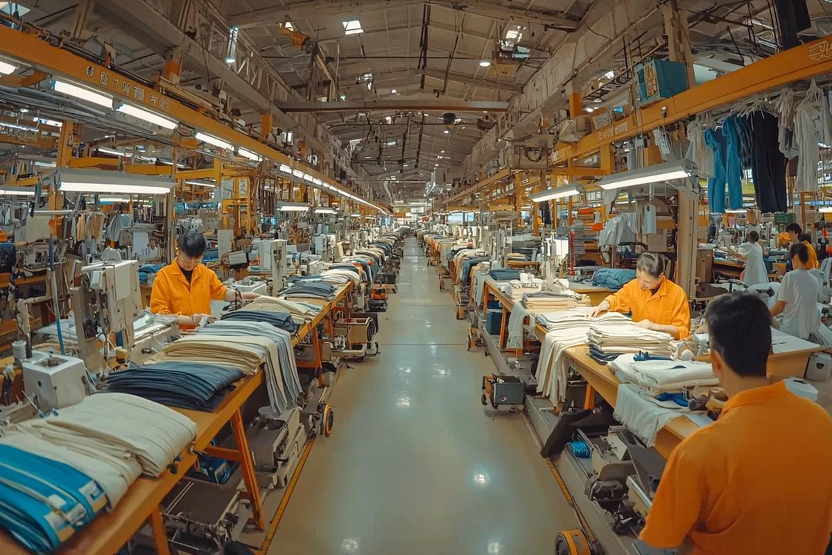 L'interno di una fabbrica tessile (ph Imagoeconomica)