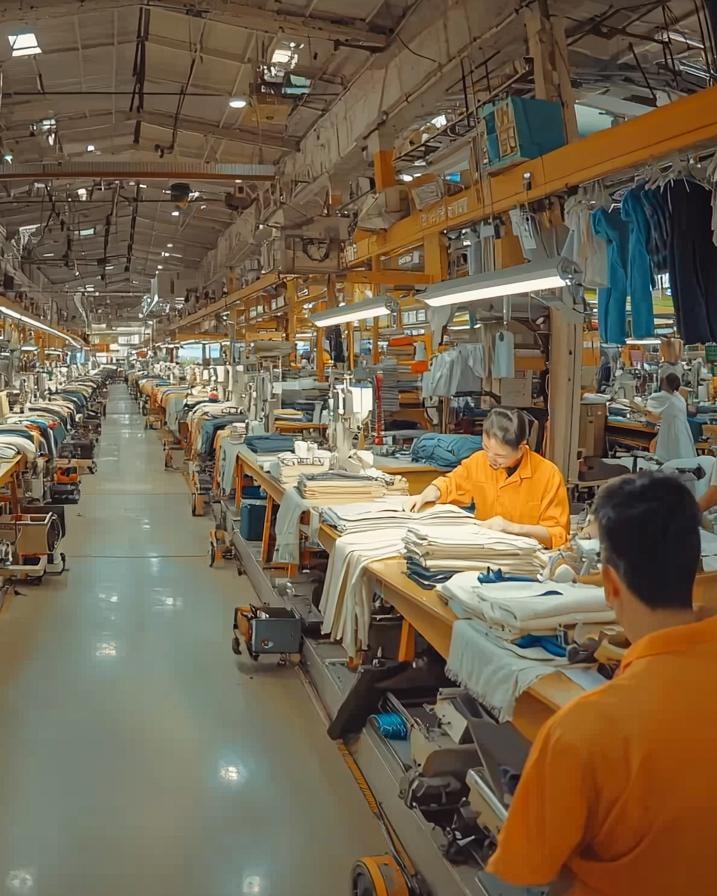 L'interno di una fabbrica tessile (ph Imagoeconomica)