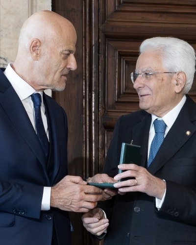 Claudio Descalzi, ceo Eni, col presidente della Repubblica, Sergio Mattarella