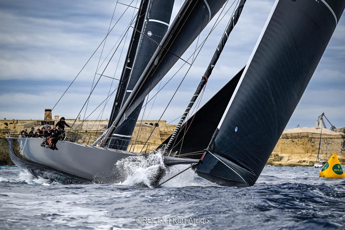 BLACK JACK 100, Sail No: 525100, LOA: 30.48, Design: Reichel/Pugh 30.5, 2005, Skippers: Tristan Le Brun & Jelmer Van Beek, Owner: Remon Vos, Country: Monaco46th Rolex Middle Sea Race start