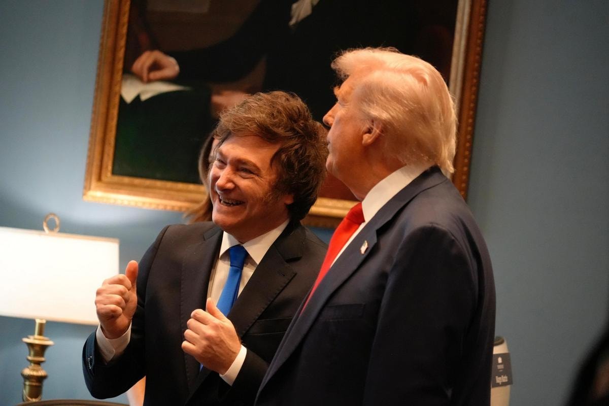 Javier Milei, presidente dell'Argentina con Donald Trump, presidente Usa