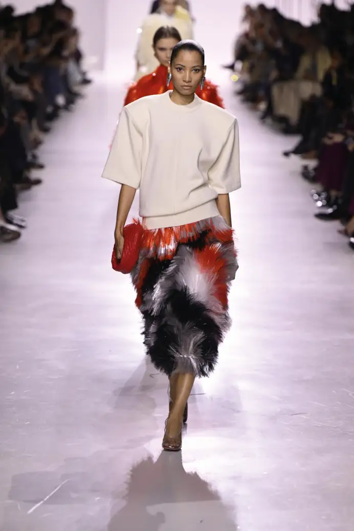 Un look Bottega Veneta spring-summer 2026 (foto Francesc Ten/MFF)