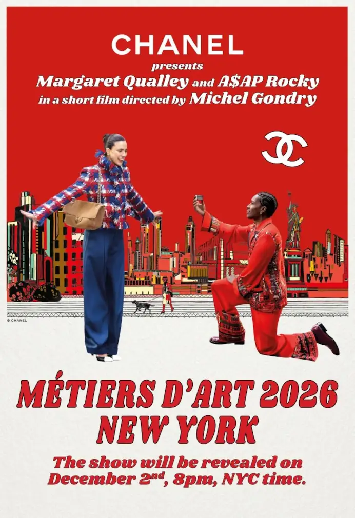 Margaret Qualley e A$ap Rocky nello show Metiers d'art 2026 (courtesy Chanel)