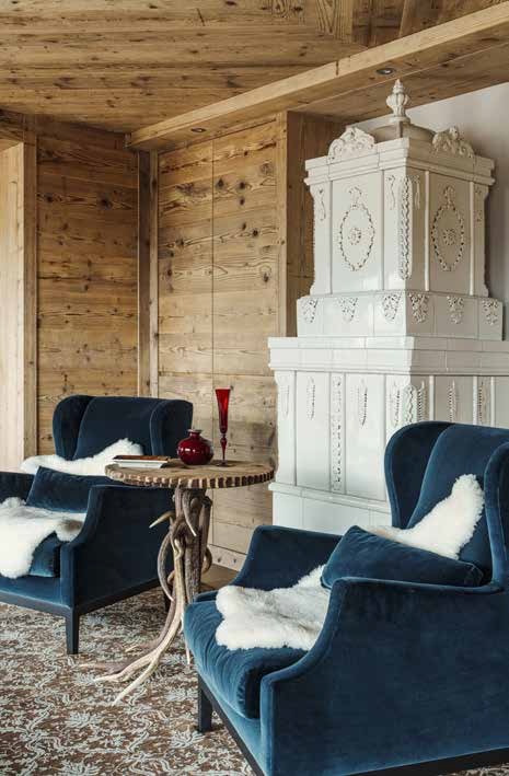 La tipica stufa in maiolica protagonista di Villa Piena di Sole.