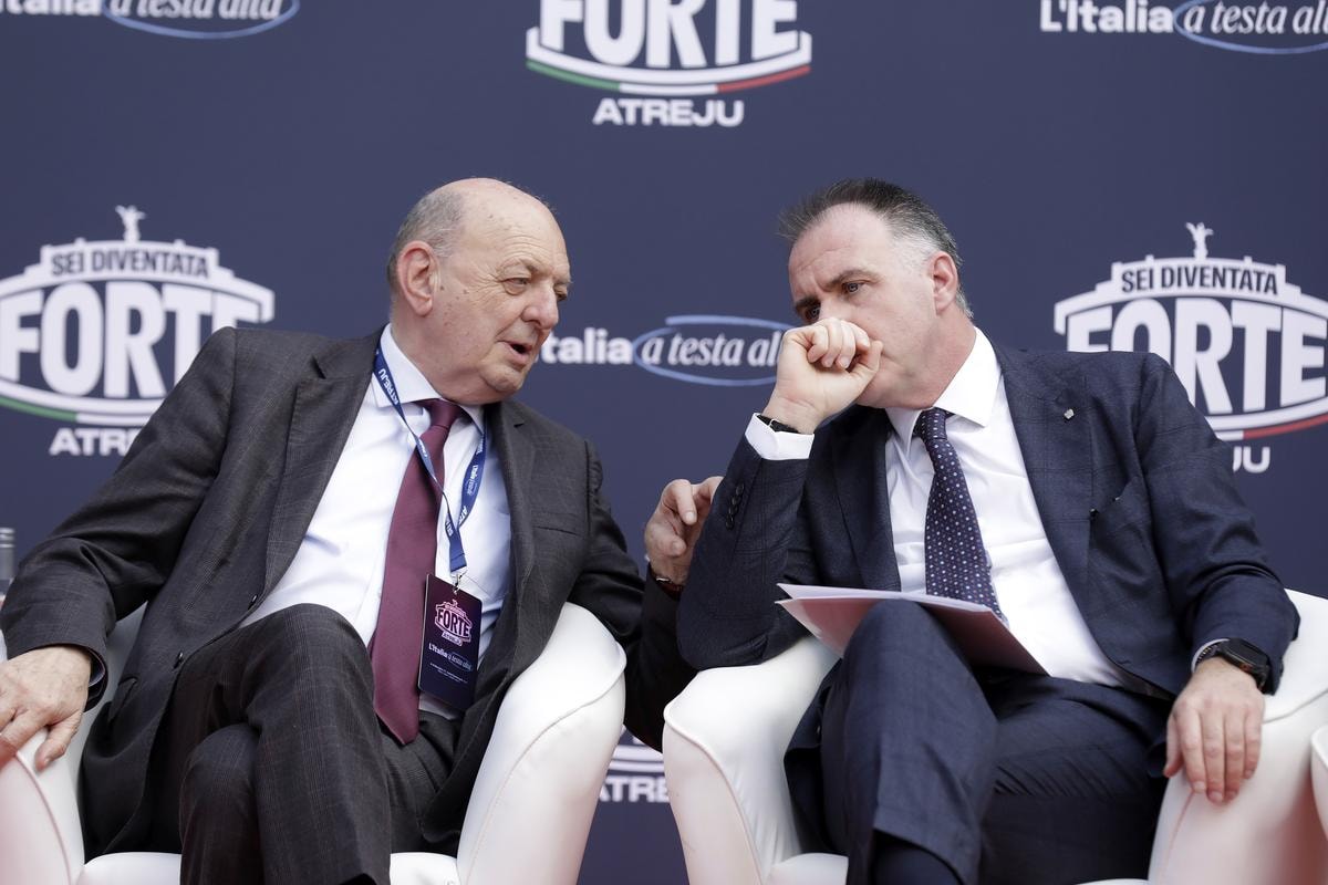 Gilberto Pichetto, ministro Ambiente e Sicurezza Energetica, ed Emanuele Orsini, presidente Confindustria