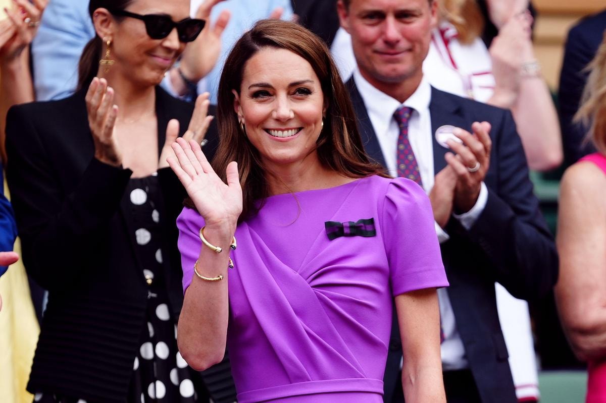 2XHFXYJ The Princess of Wales in the royal box on day fourteen of the 2024 Wimbledon Championships at the All England Lawn Tennis and Croquet Club, London. Picture date: Sunday July 14, 2024.