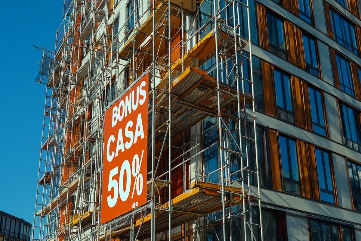 BONUS CASA 50 % CONVENZIONE AGEVOLAZIONI RISTRUTTURAZIONI EDILIZIO INCENTIVI DETRAZIONI FISCALI MANUTENZIONI  EDIFICI ABITATIVI PONTEGGI IMPALCATURE GENERATE AI IA
