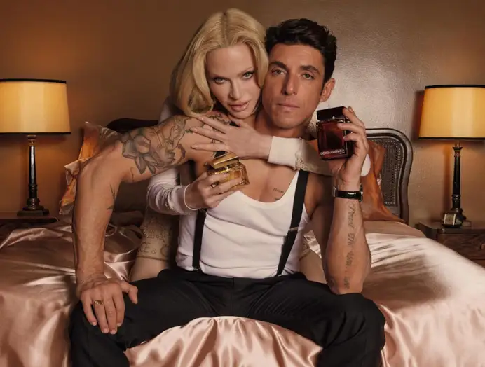 Madonna nella campagna The one di Dolce&Gabbana e la star con Alberto Guerra (courtesy Dolce&Gabbana)