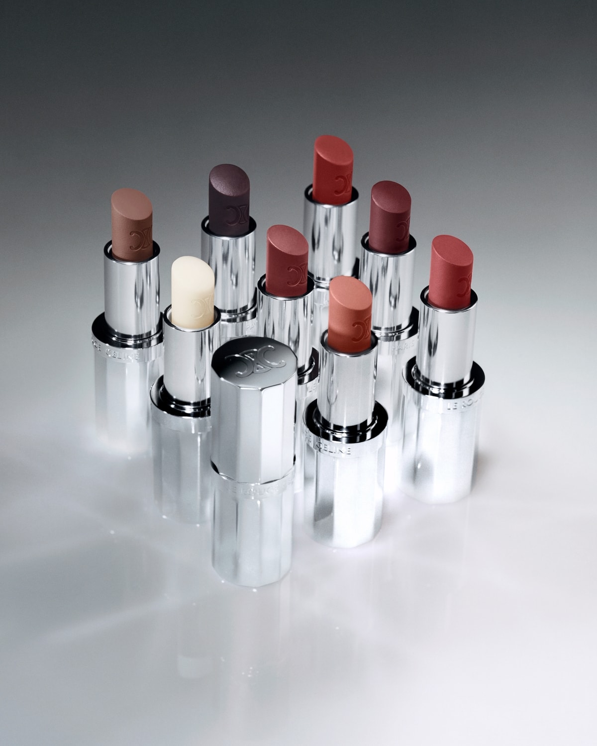 Gli otto lip balm dal finish matte che arricchiscono la linea Le rouge di Celine (courtesy Celine)