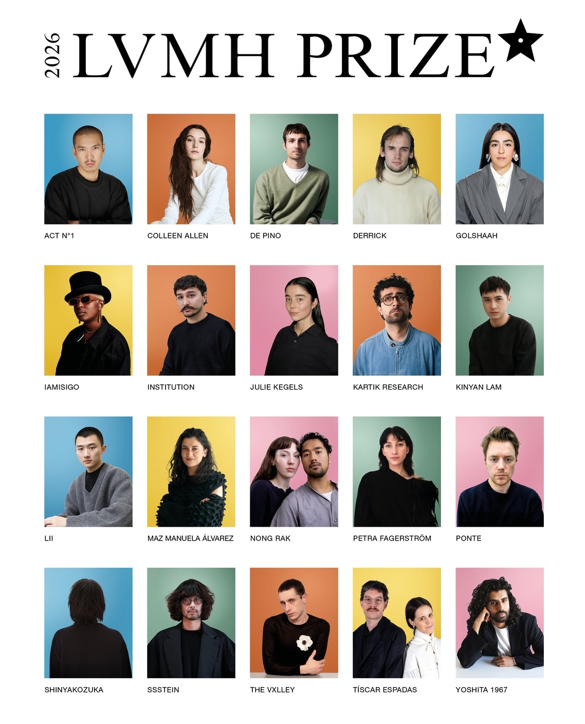 I 20 semifinalisti dell'Lvmh prize (courtesy Lvmh prize)