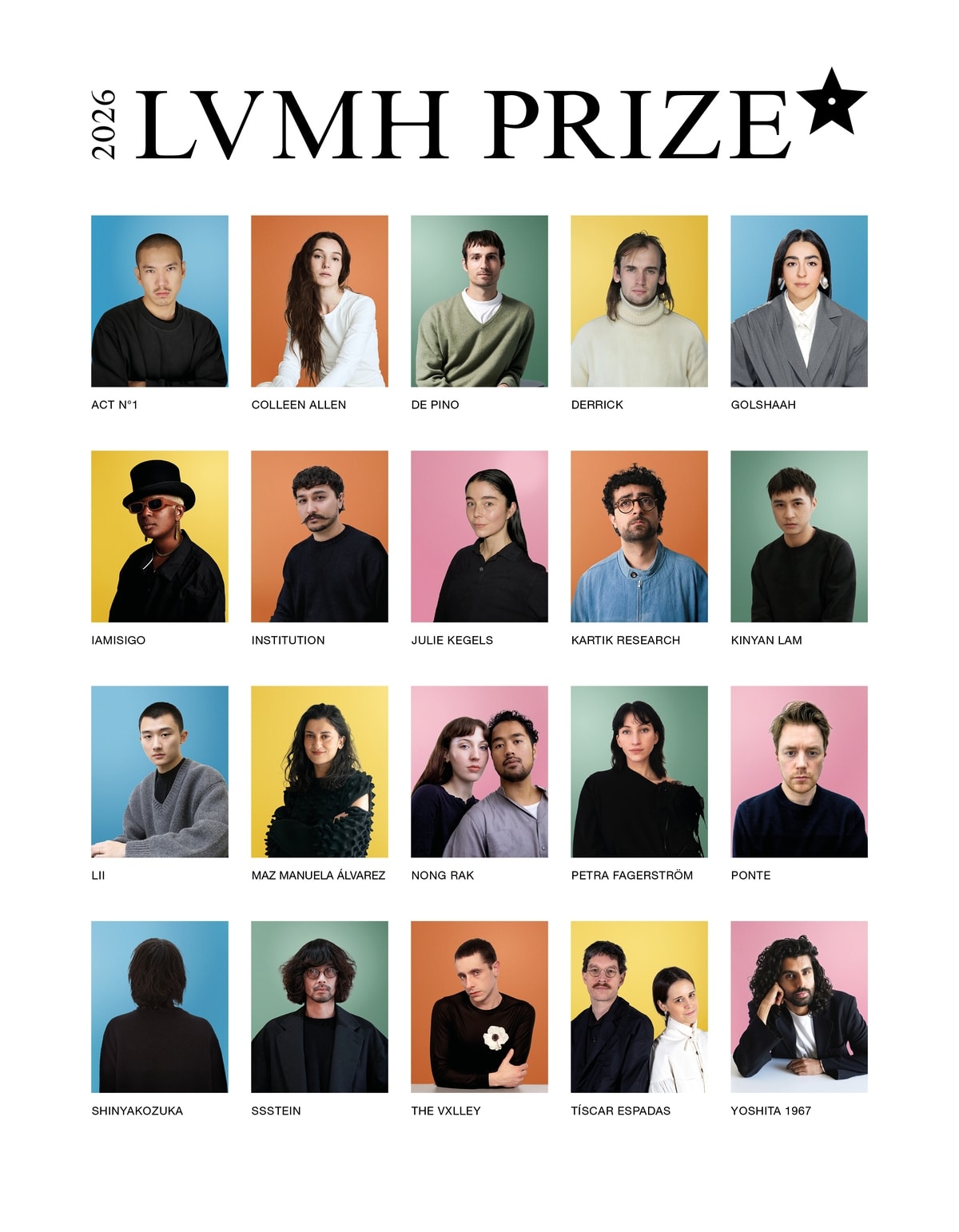 I 20 semifinalisti dell'Lvmh prize (courtesy Lvmh prize)
