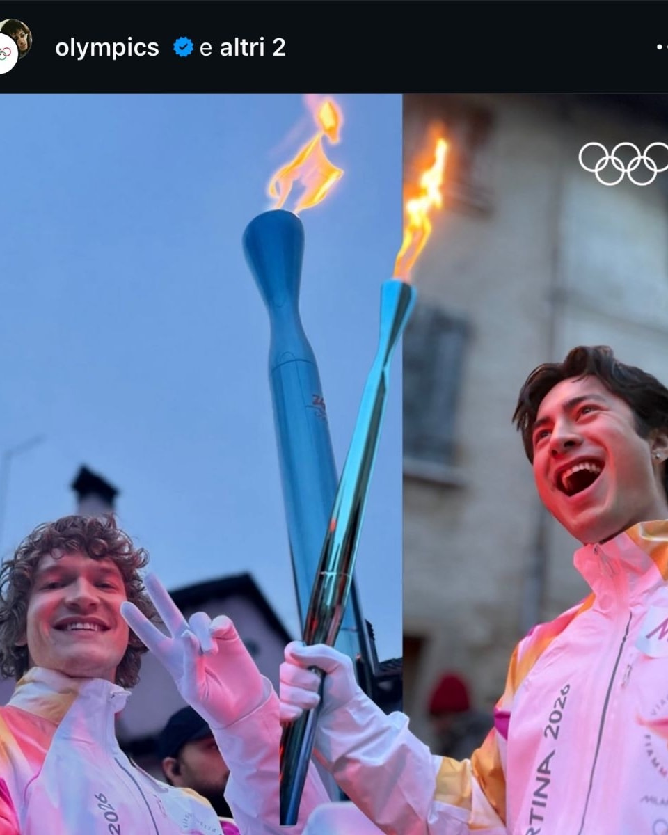 Hudson Williams e Connor Storrie scelti come tedofori olimpici nella provincia di Belluno (ph Instagram @olympics)
