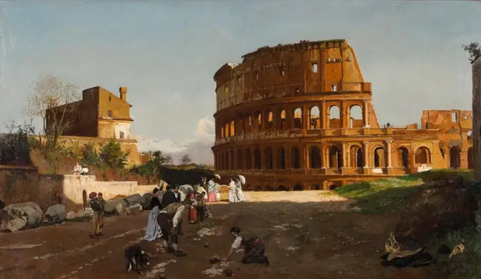 Michele Cammarano, Presso il Colosseo, 1870 ca, olio su tela.