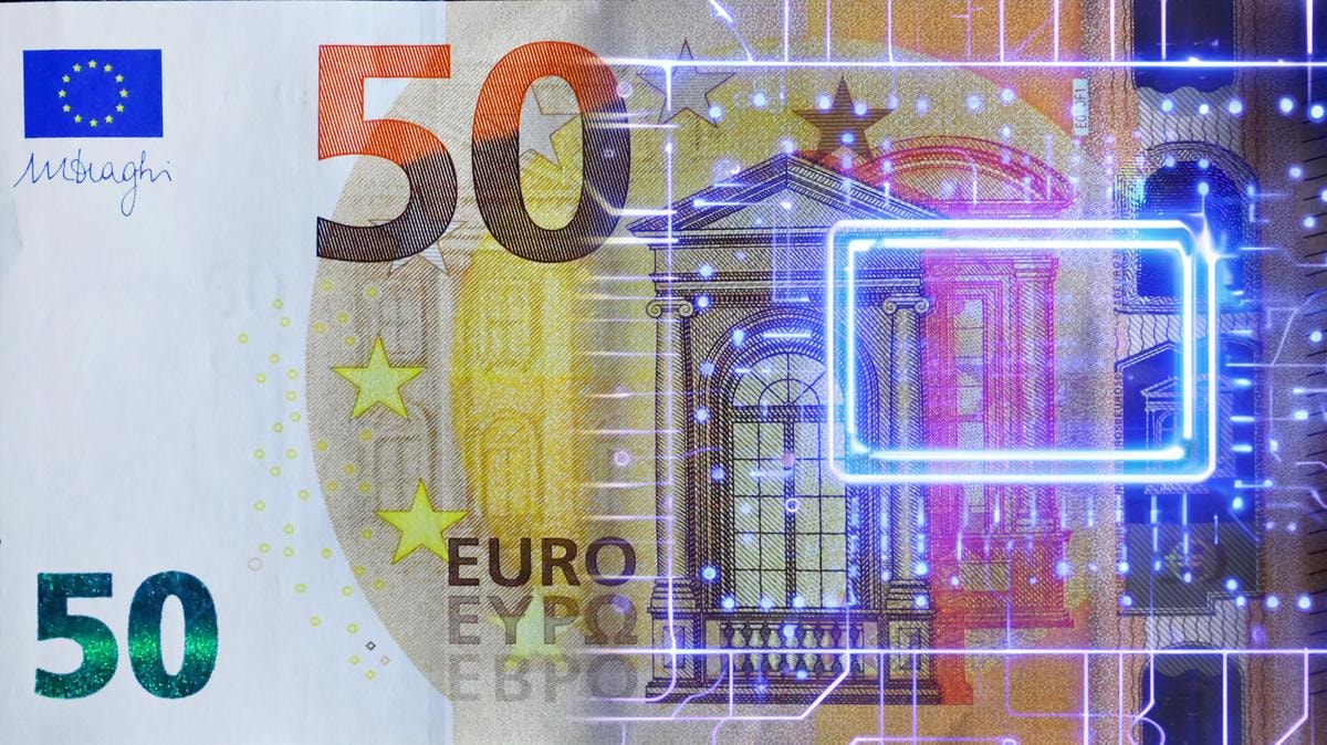 EURO DIGITALE ECONOMIA FINANZA SOLDI 50 EURO GENARATE AI IA BANCONOTA