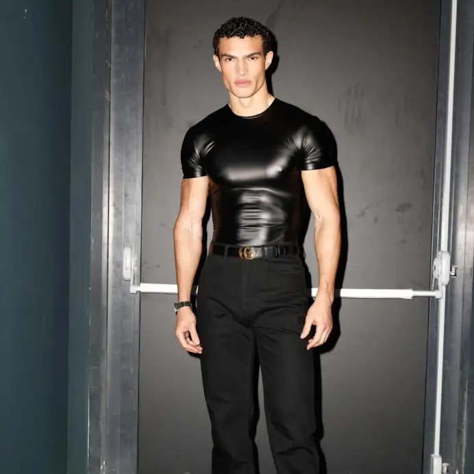 Un look Gucci fall-winter 2026/27 behind the scenes (courtesy Gucci)