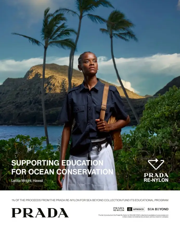 Letitia Wright nella campagna Prada Re-nylon 2026 (courtesy Prada)