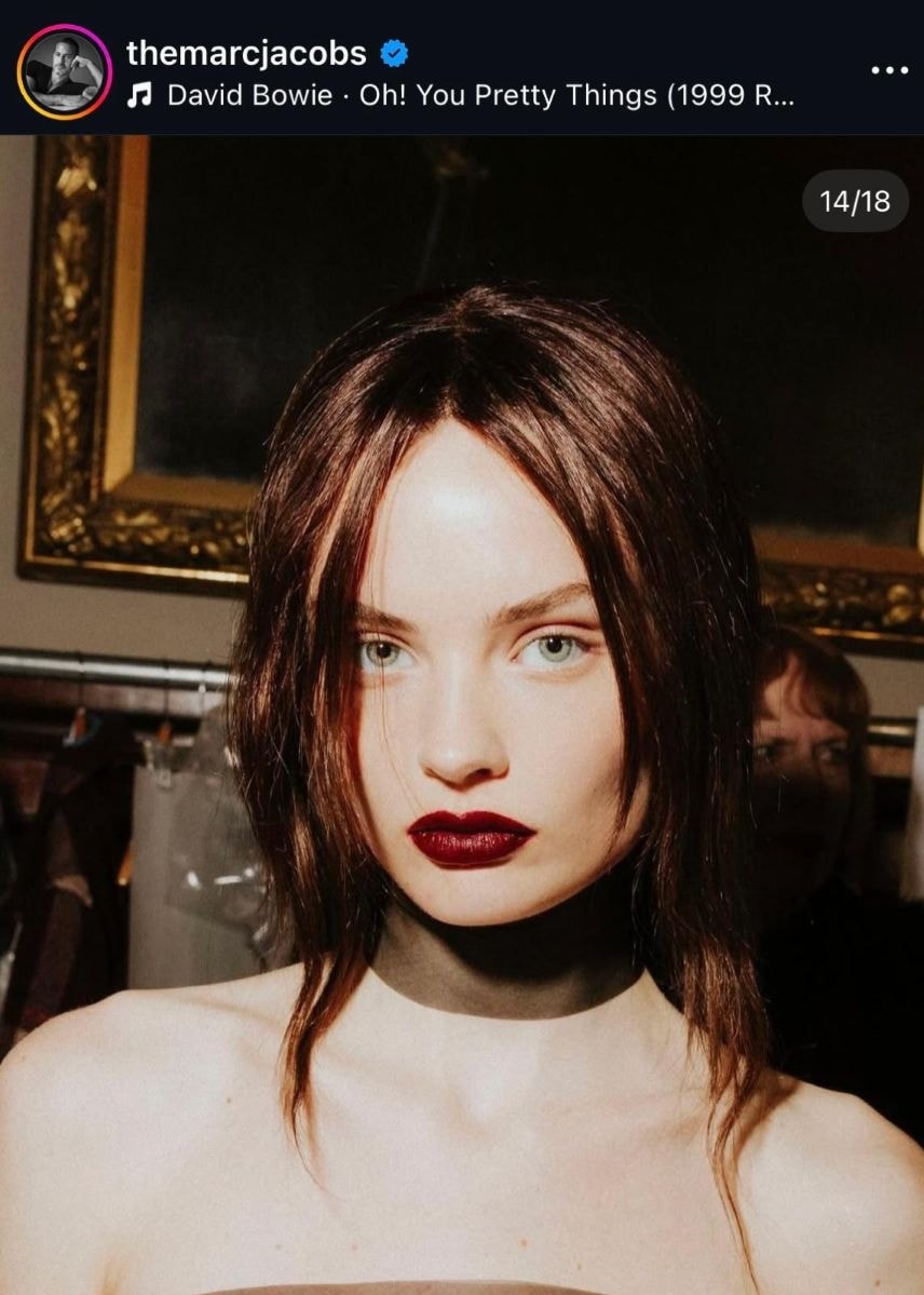 Il post Instagram del make-up firmato Marc Jacobs beauty alla New York fashion week (ph Instagram @themarcjacobs)