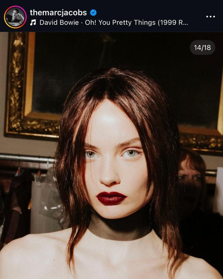 Il post Instagram del make-up firmato Marc Jacobs beauty alla New York fashion week (ph Instagram @themarcjacobs)