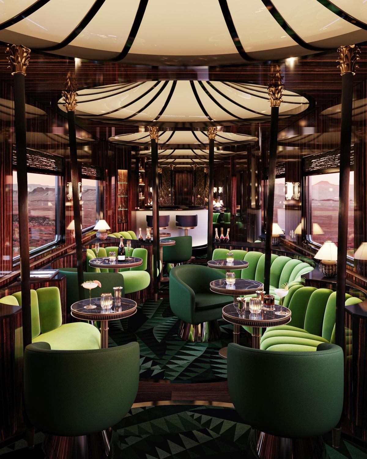 Il bar Night del nuovo treno Orient Express (1883)'© Maxime d'Angeac & Martin Darzacq for Orient Express, Accor.