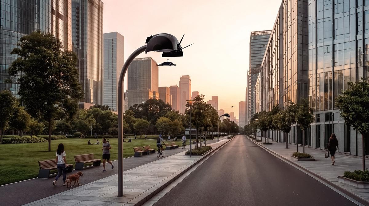 Un drone Dronus attivo nel monitoraggio cittadino