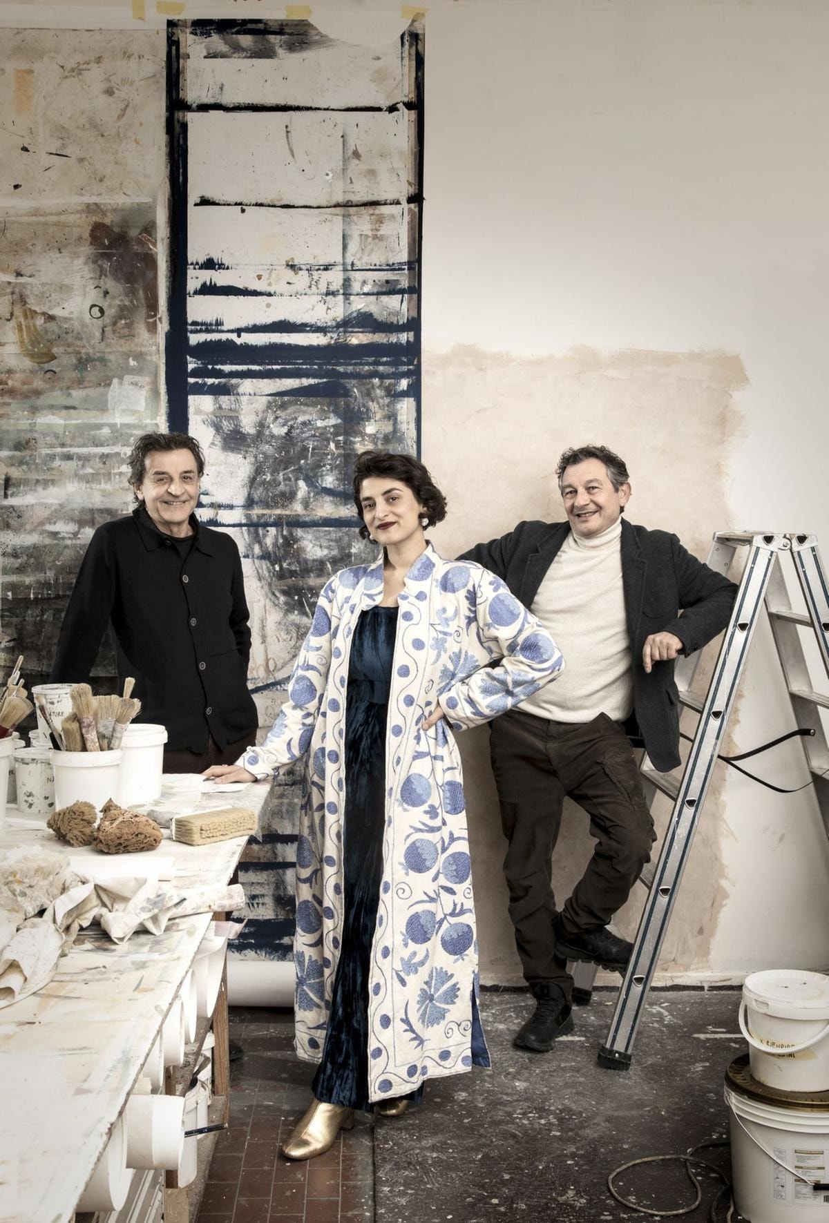 Emilio Brazzolotto e Luigi Scarabelli, del marchio milanese Fabscarte, e Sara Ricciardi.
