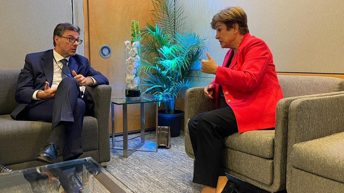 Giancarlo Giorgetti (Mef) e Kristalina Georgieva (Fmi)