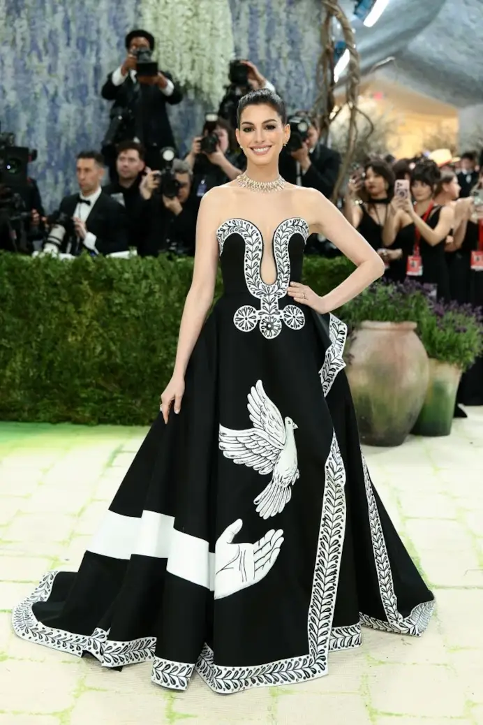 Anne Hathaway in Michael Kors collection (courtesy Getty Images & Shutterstock/Michael Kors)