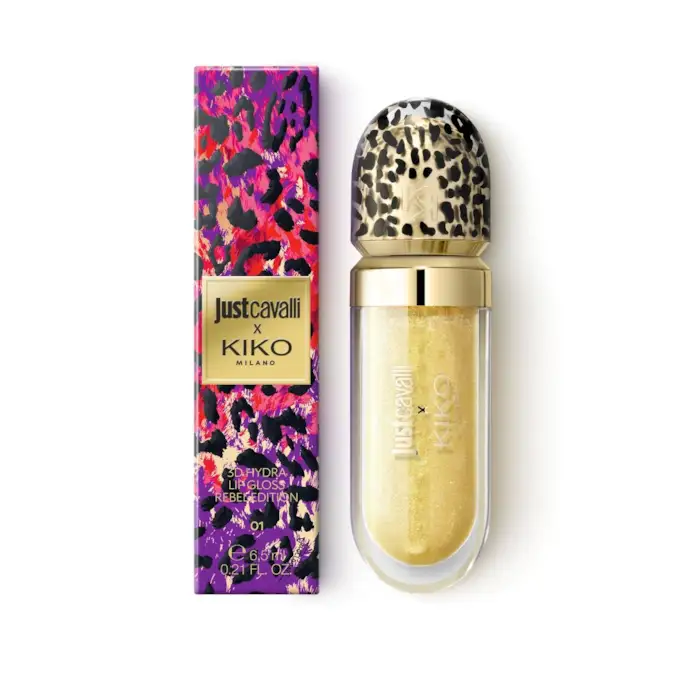 Il 3D hydra lip gloss rebel edition di Kiko Milano x Just Cavalli (courtesy Roberto Cavalli)
