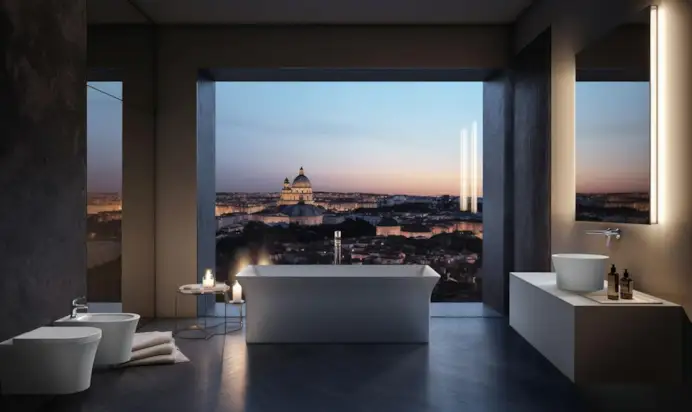 Arredi e sanitari della collezione La dolce vita di Ideal standard (courtesy Villeroy & Boch)
