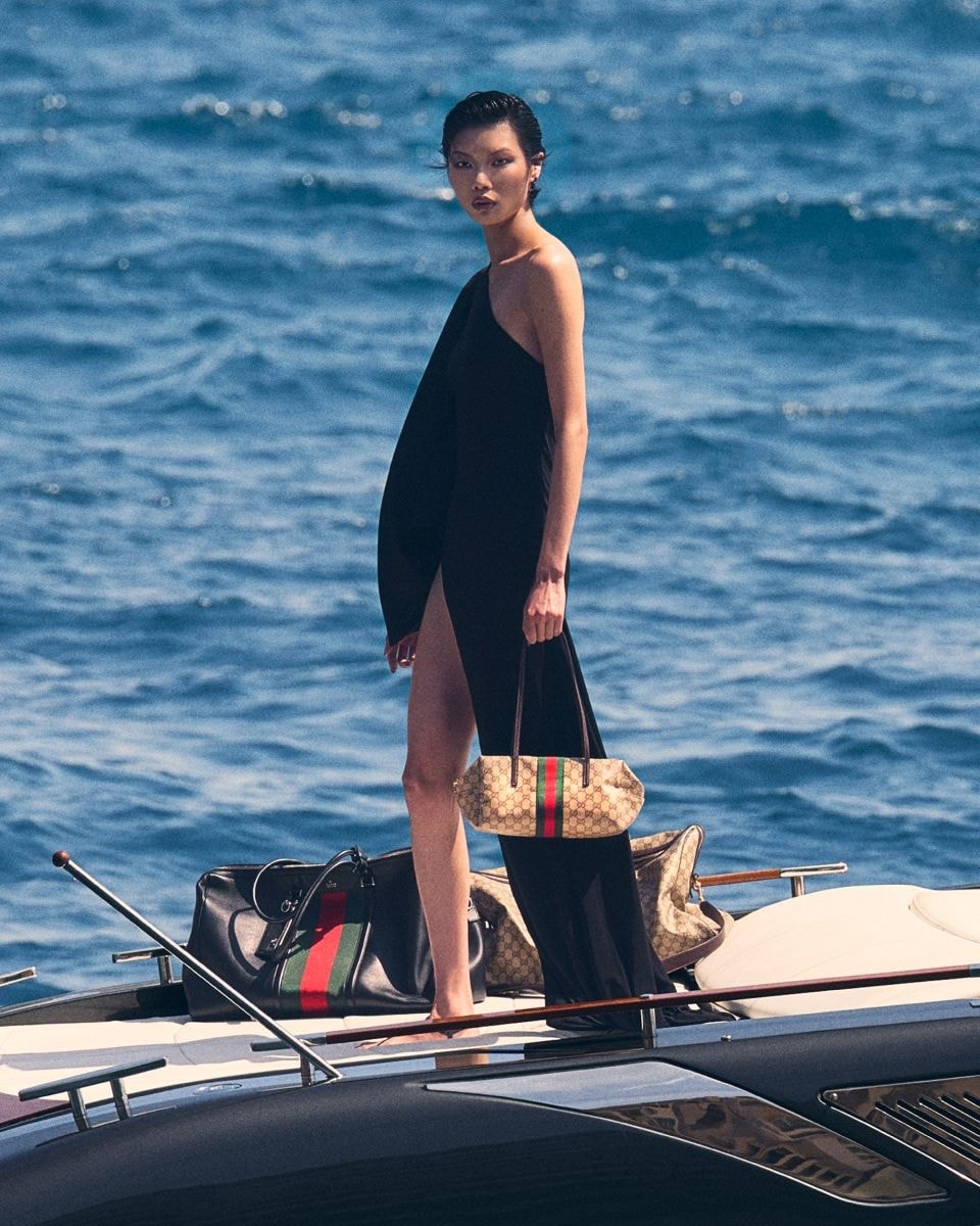 Kayako Higuchi in uno scatto della campagna estiva 2026 di Gucci (courtesy Gucci)