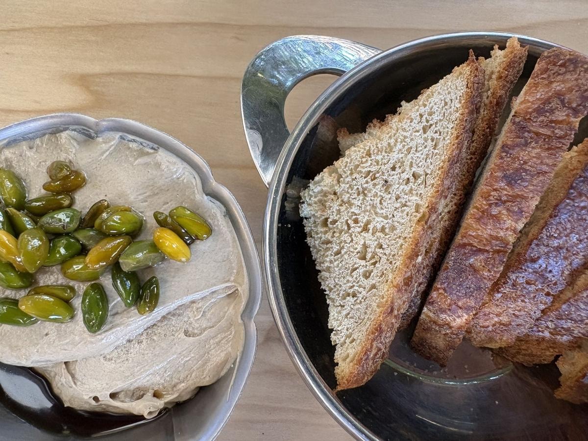 Patè di fegati di mare marsala e pistacchi di Bronte.