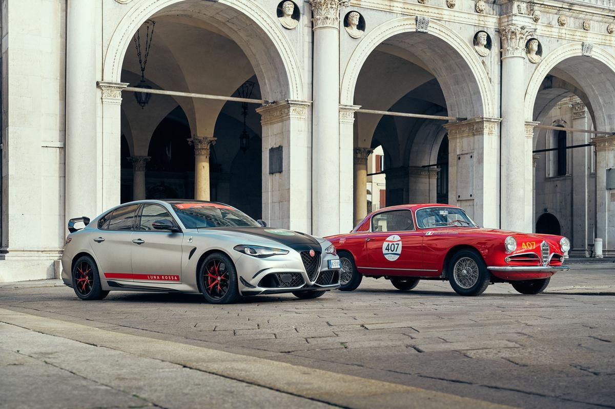 Dalla 1900 Super Sprint alla Giulia Luna Rossa: il passato e il futuro di Alfa Romeo si incontrano alla Mille Miglia
