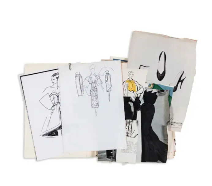 Alcuni bozzetti di Karl Lagerfeld datati 1982 (ph official website Sotheby's)