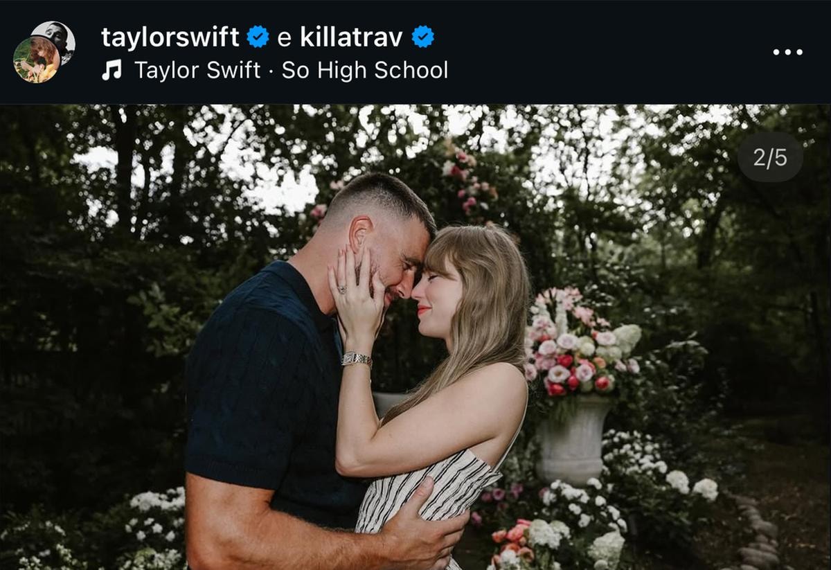 La proposta di matrimonio di Taylor Swift e Travis Kelce (ph Instagram @taylorswift)