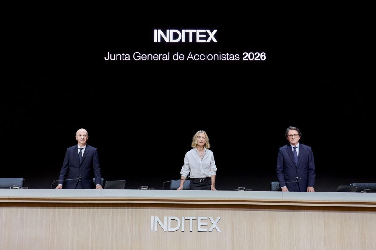 Una foto del general shareholders meeting 2026 di Inditex con al centro Marta Ortega Pérez (coutesy Inditex)