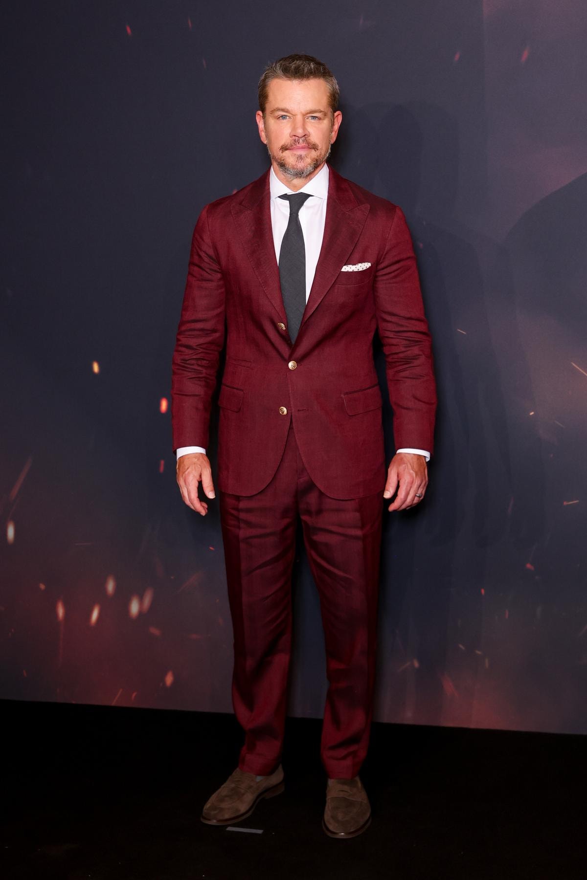 Matt Damon in Brunello Cucinelli alla première di Parigi (courtesy Brunello Cucinelli)
