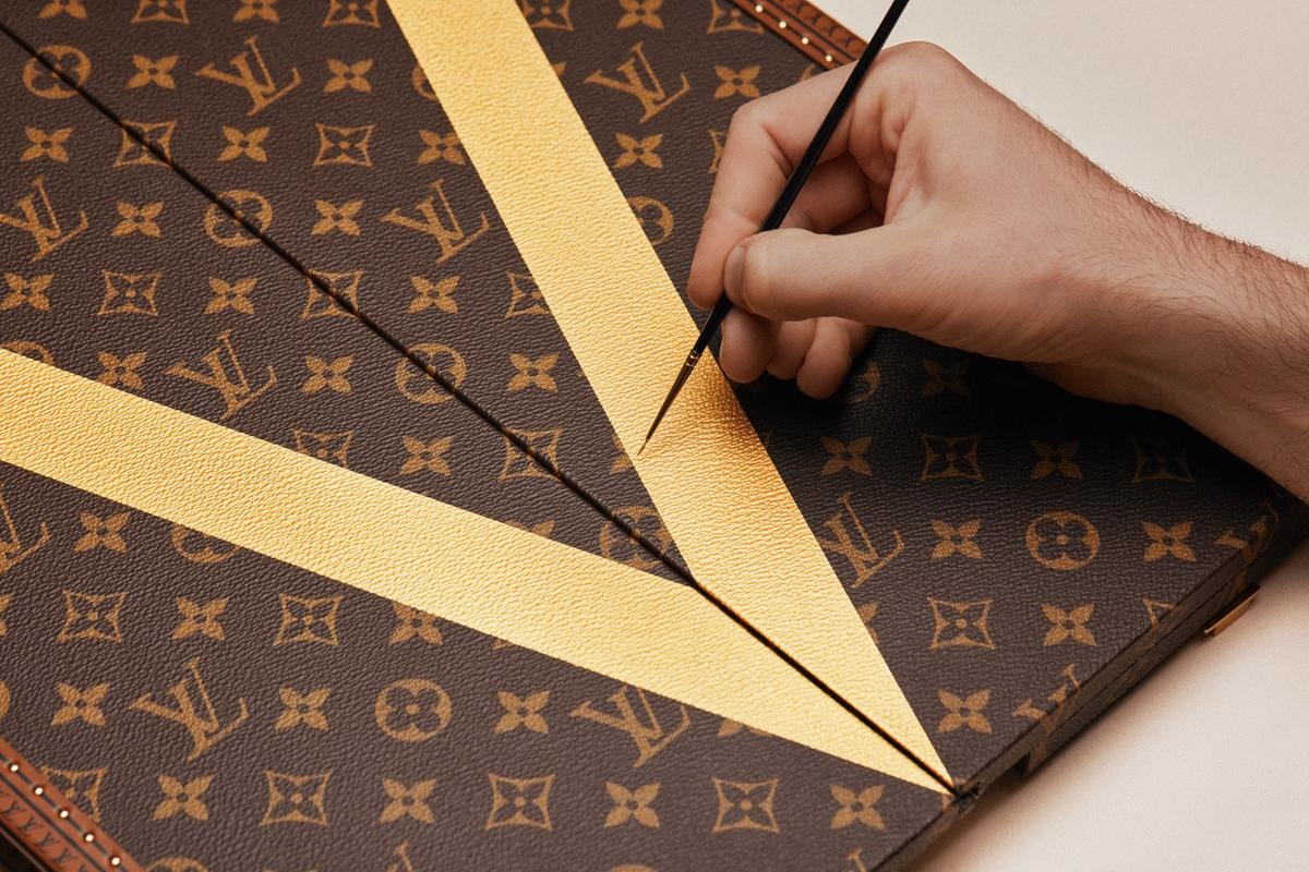 Il dettaglio della V dorata di Victory e Vuitton (courtesy Louis Vuitton)