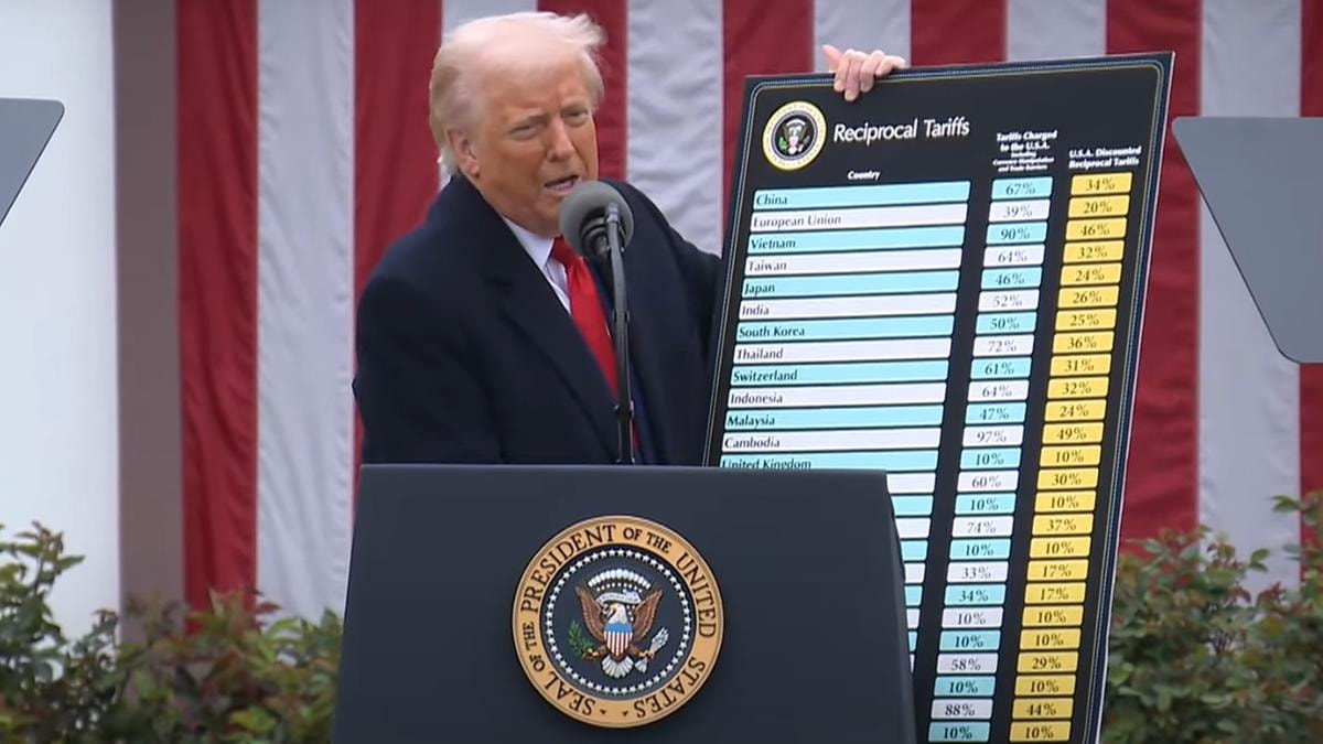 Il presidente Usa Donald Trump presenta i dazi nell'aprile del 2025