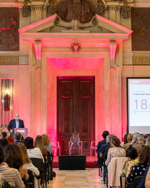 Un momento della presentazione della 5° Milano beauty week (courtesy Cosmetica Italia)