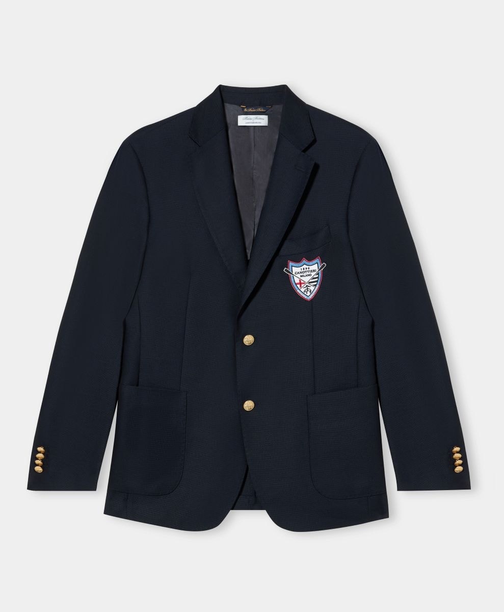 Il blazer navy della capsule collection di Brook brothers x Canottieri Milano (courtesy Brooks brothers)