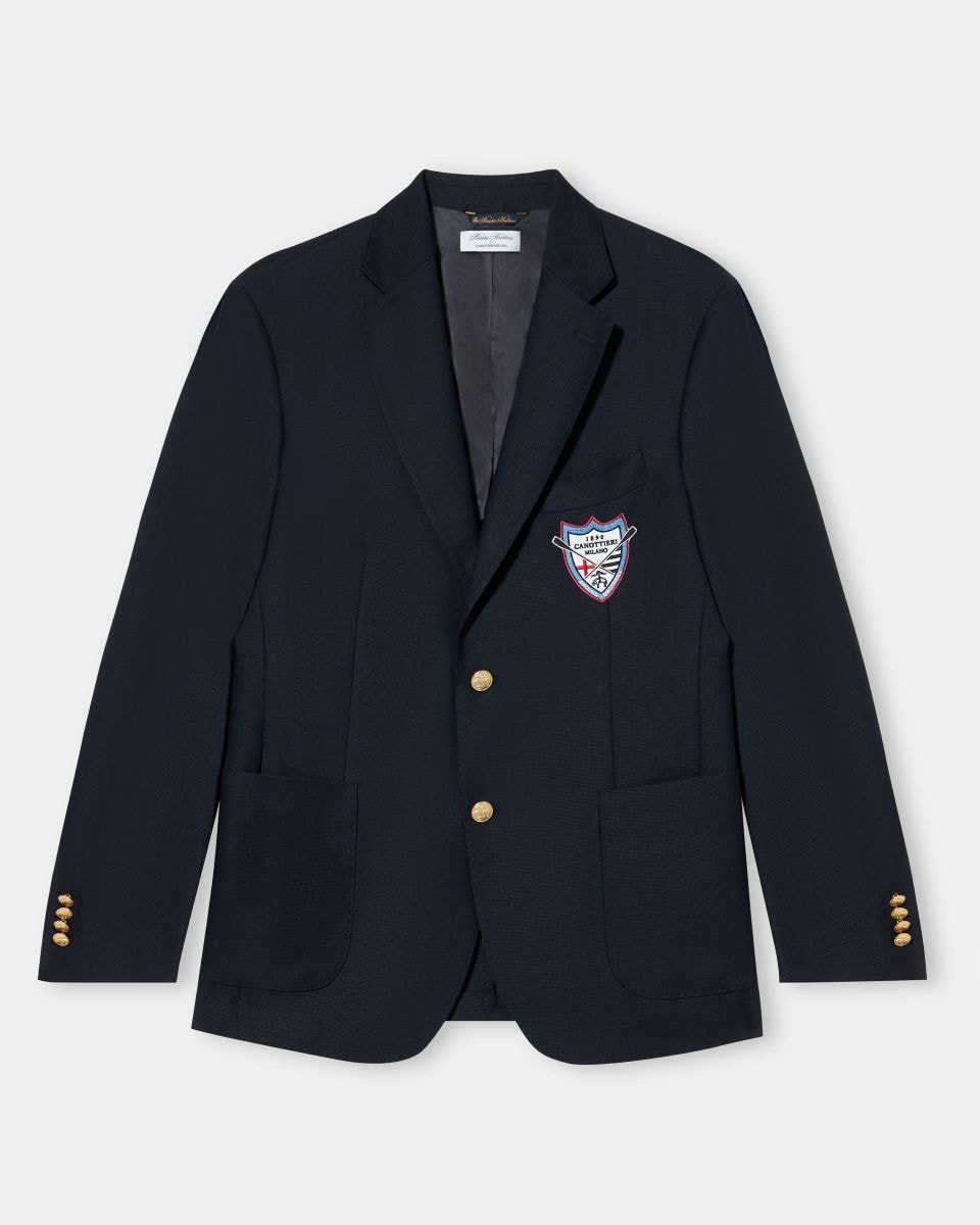 Il blazer navy della capsule collection di Brook brothers x Canottieri Milano (courtesy Brooks brothers)