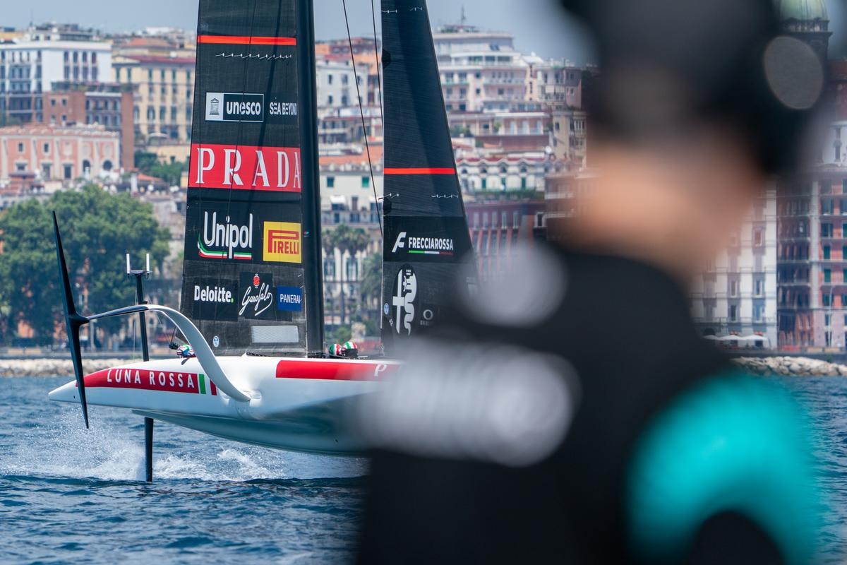 07 July 2026. Louis Vuitton 38th America's Cup - LUNA ROSSA TEAM training in Naples Bay.