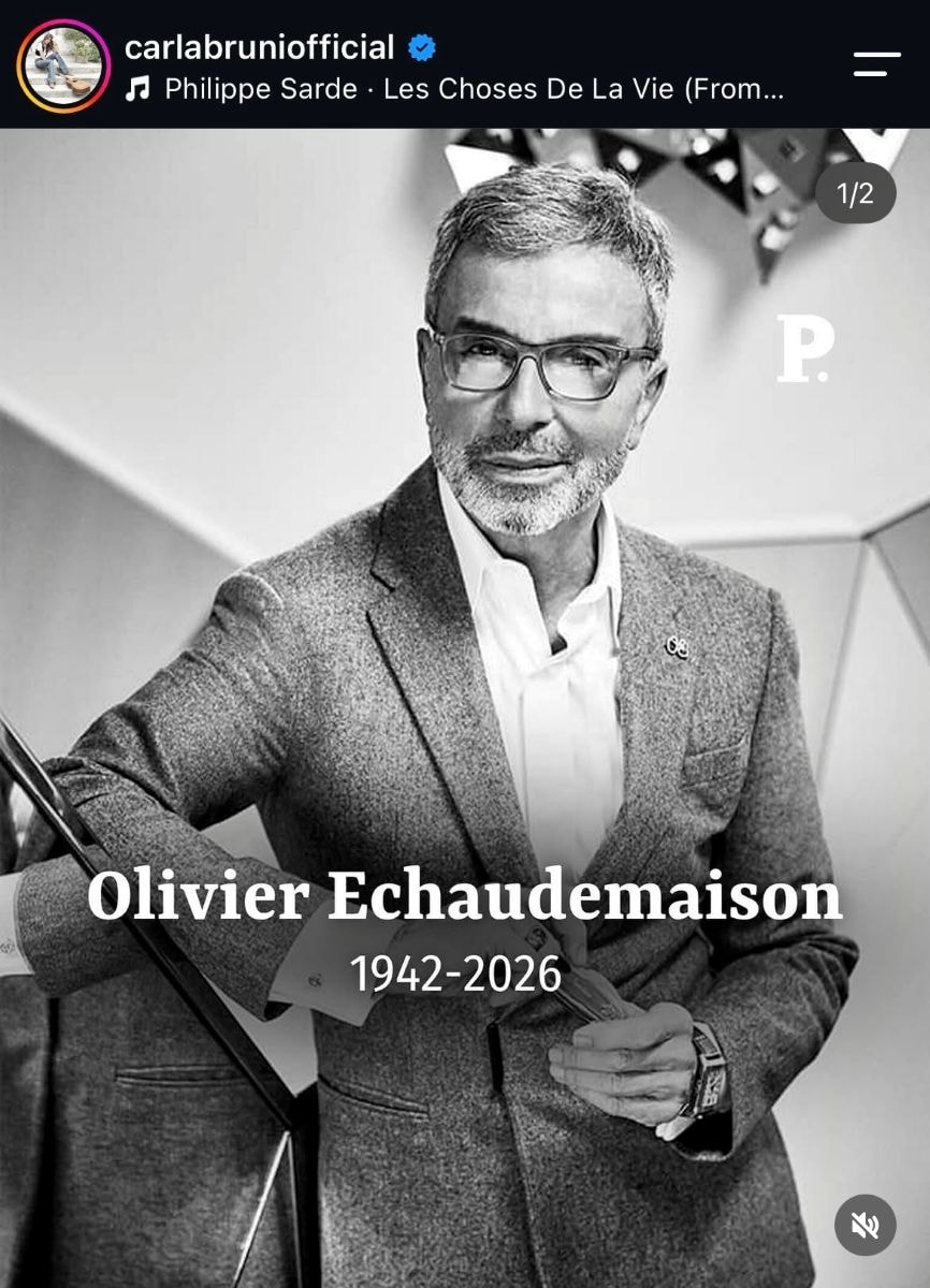 Un ritratto di Olivier Echaudemaison (ph Instagram @carlabruniofficial)